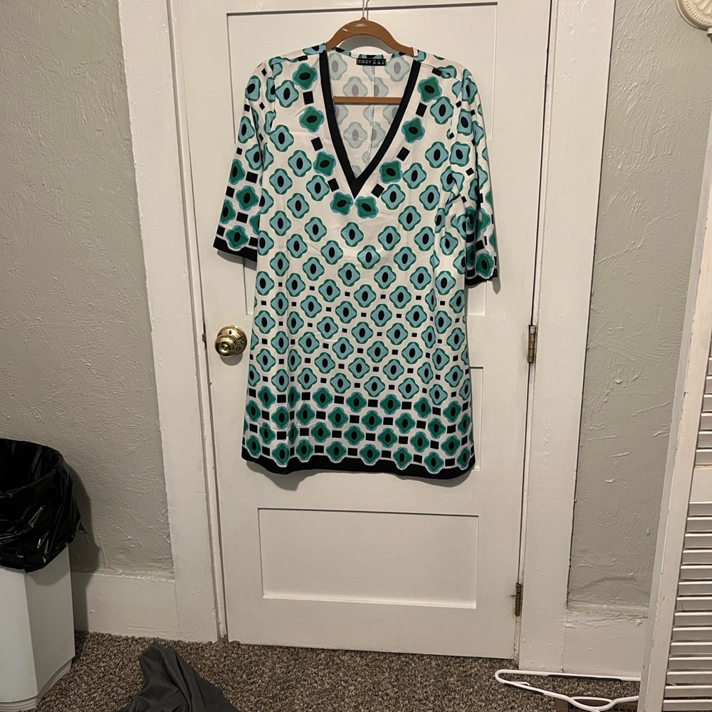Geometric V-Neck Dress